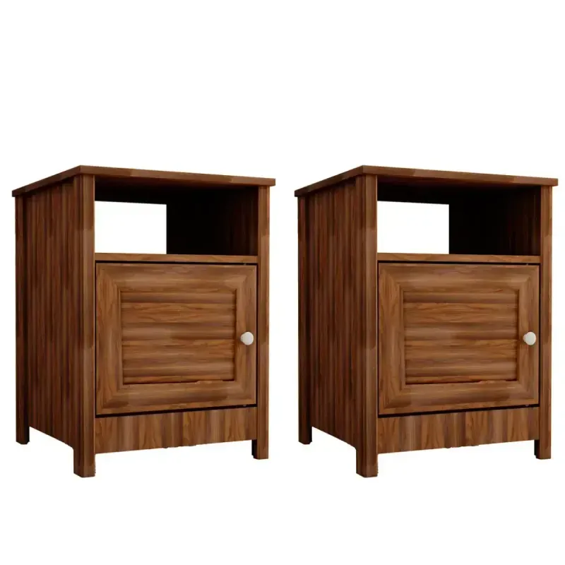Par de Burós Mesitas de Noche de Madera MDP modernos Bertolini DM 120 Burós Minimalistas color Imbuia