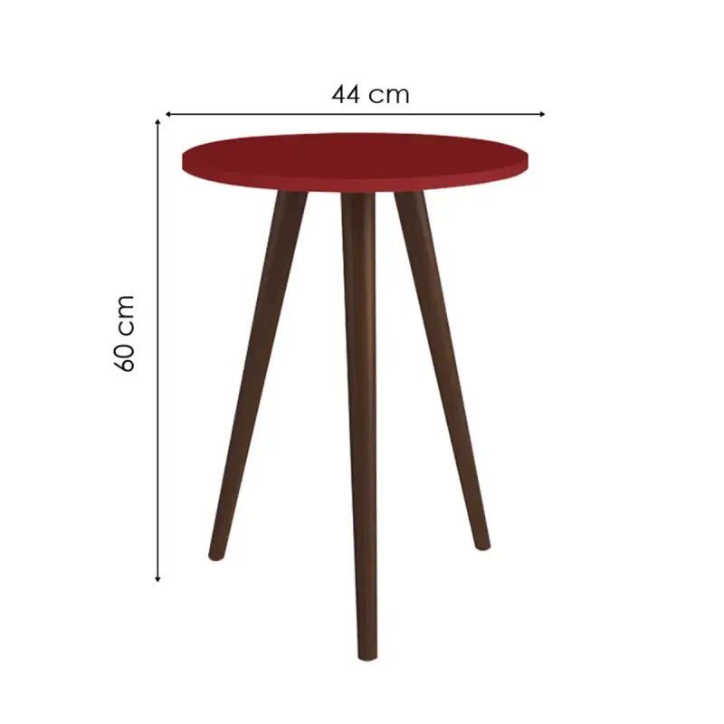 Medidas de Mesa Lateral Auxiliar Bertolini RT 3099 Mesita De Noche para Sala color Rojo