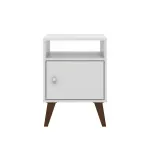 Mesa Lateral Auxiliar Bertolini RT 3145 Mesita de Noche con 1 Puerta 1 Nicho color Blanco