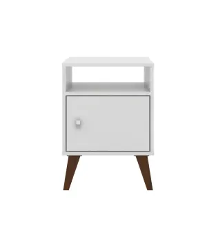 Mesa Lateral, De Noche Auxiliar, Bertolini RT 3145 con 1 Puerta 1 Nicho color Blanco
