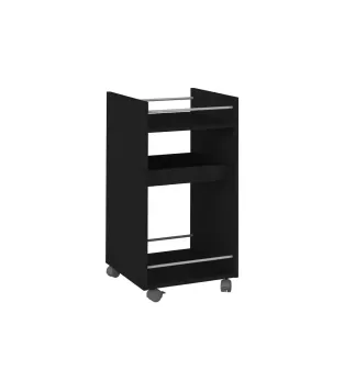 Carrito Mini Bar Botellero Bertolini Brito con 3 nichos color Negro