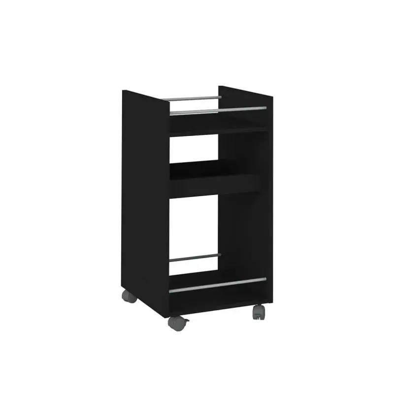 Carrito Auxiliar de Cocina y Comedor Bertolini Brito Mini bar Botellero, Carrito servicio con Ruedas color Negro
