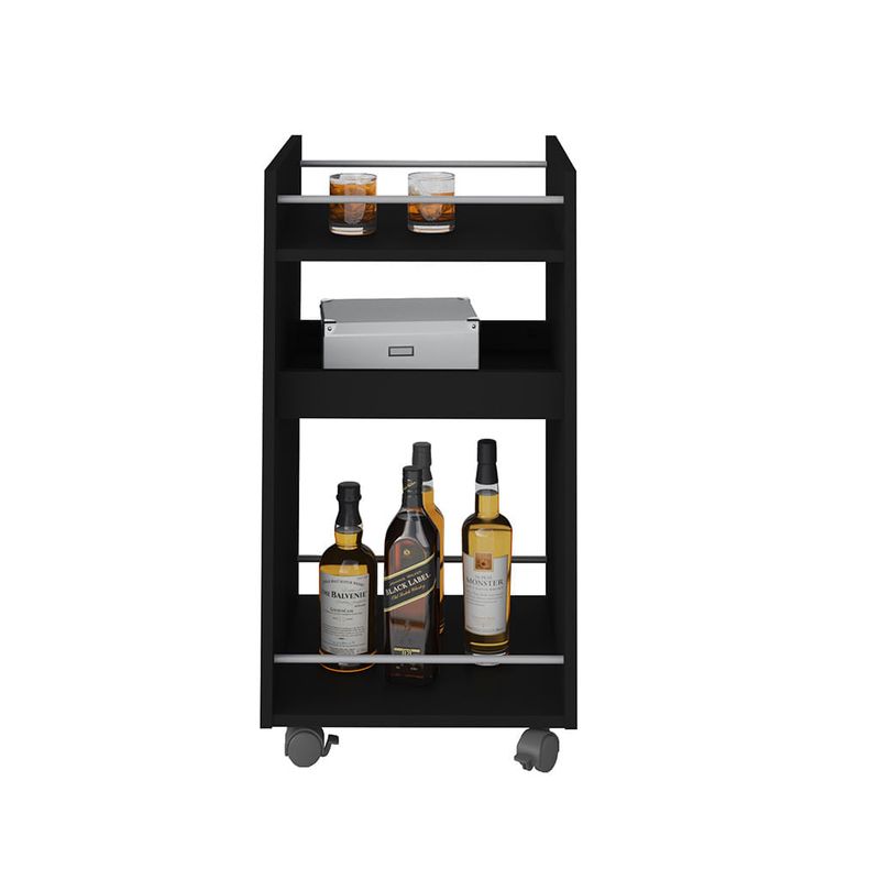 Carrito Auxiliar de Cocina y Comedor Bertolini Brito Botellero, Carrito servicio con Ruedas color Negro