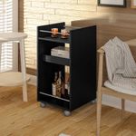 Carrito Auxiliar de Cocina y Comedor Bertolini Brito Mini bar Botellero con Ruedas color Negro