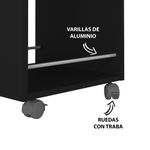 Detalle Carrito Auxiliar de Cocina y Comedor BertoliniBrito Mini bar Botellero, Carrito servicio con Ruedas color Negro