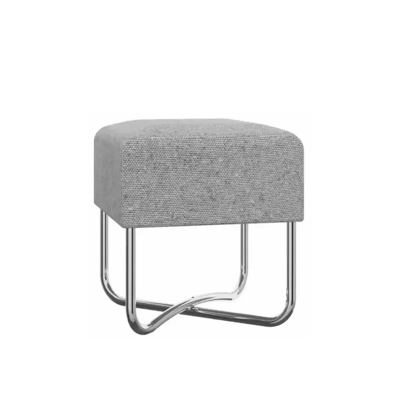 Banco Auxiliar para Sala o Comedor Moderno Bertolini 1282 Puff Minimalista color Alaska con Patas Cromadas