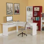 Escritorio en L Moderno para Oficina Bertolini Cannes Escritorio de Madera MDP con 1 cajón color Blanco