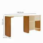 Medidas de Escritorio Moderno para Computadora Extendido Bertolini Nomad Escritorio de Madera MDP con 4 Nichos color Cerezo Off White