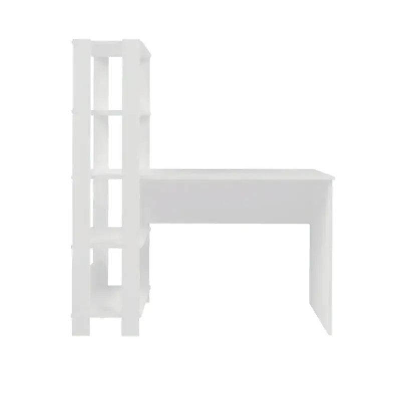 Escritorio para Computadora Moderno Bertolini Match Escritorio con Librero Estilo Industrial con 4 Estantes Blanco