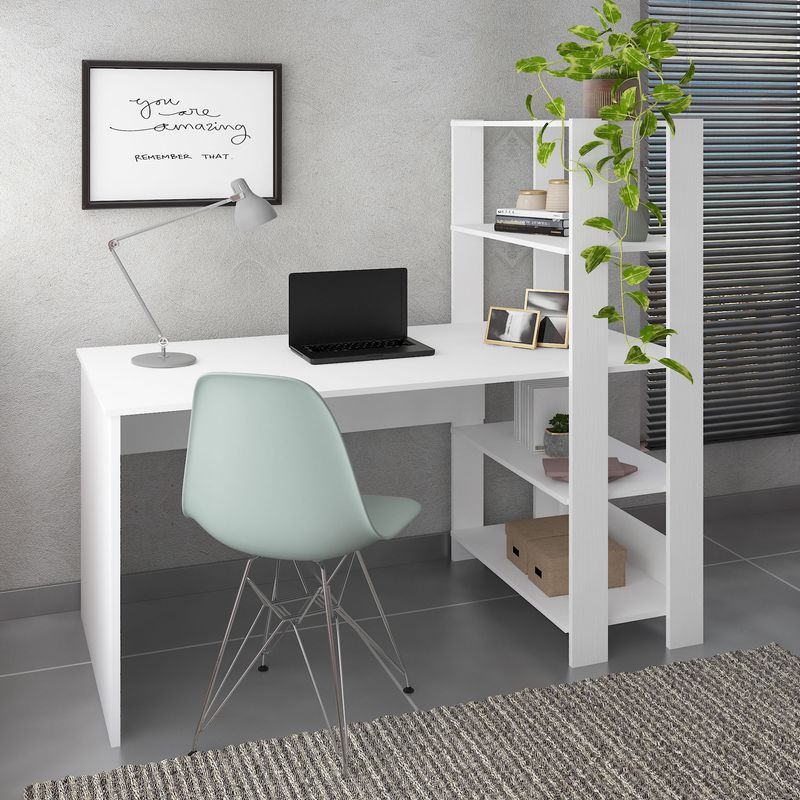 Escritorio para Computadora Moderno Bertolini Match Escritorio con Librero Blanco
