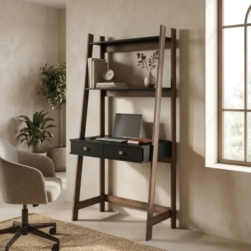 Escritorio para Computadora Bertolini RT 3120 Escritorio Armable de Madera MDP con 1 Cajón Rústico Negro