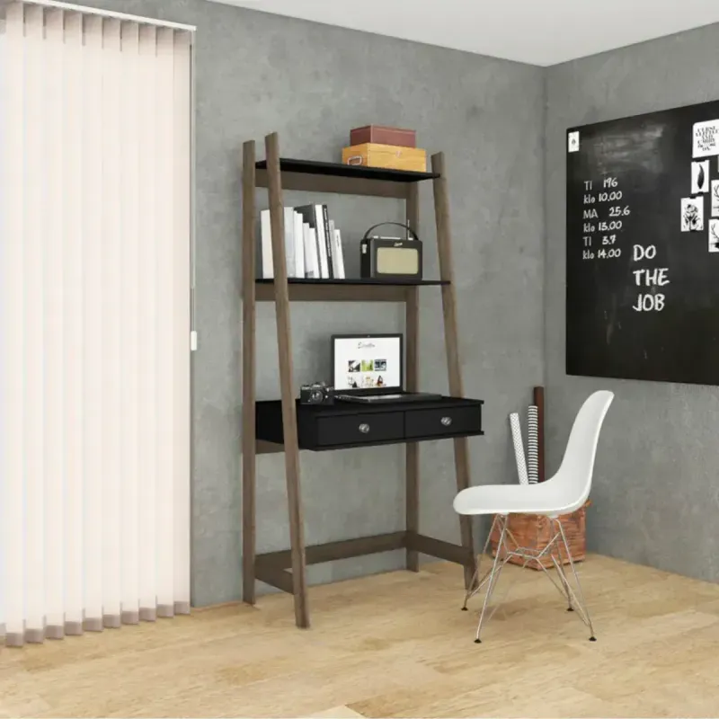 Escritorio para Computadora Bertolini RT 3120 Escritorio Armable para Oficina con 1 Cajón Rústico Negro
