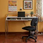 Escritorio para Computadora y Oficina Bertolini 1280 Escritorio de Madera MDP con 1 cajón color Blanco Cromado