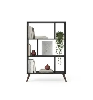 Estantería librero Bertolini RT 3015 con 6 entrepaños color Negro