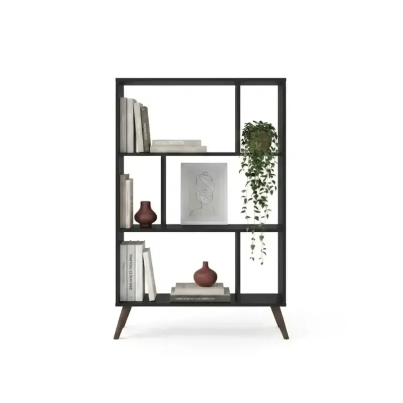 Estante librero Moderno Bertolini RT 3015 Estantería Organizador de Libros Multiusos con 6 entrepaños color Negro