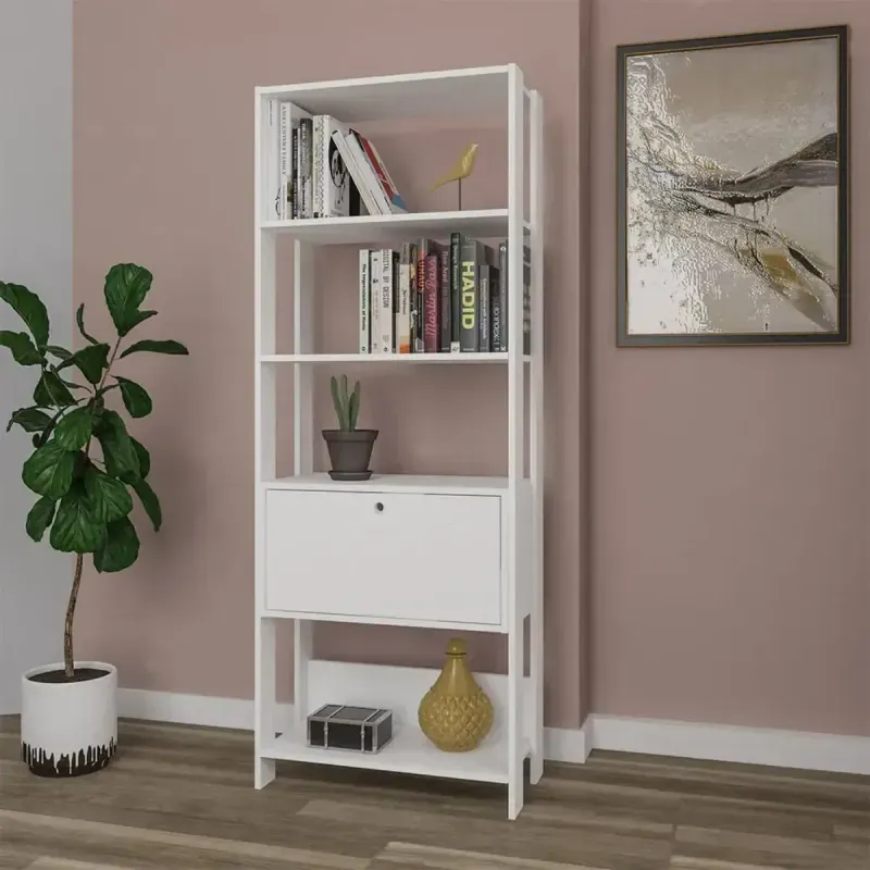 Estantería Bertolini Match con 4 Nichos, 1 Cajón color Blanco