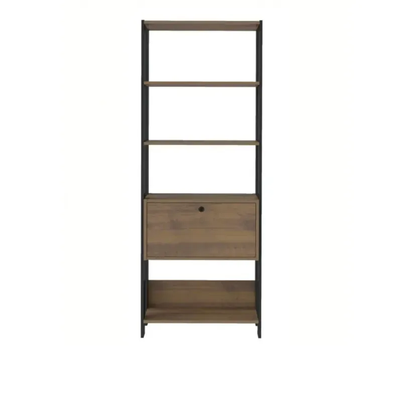 Estantería Liberero Bertolini Match con 4 Nichos, 1 Cajón color Pino Negro