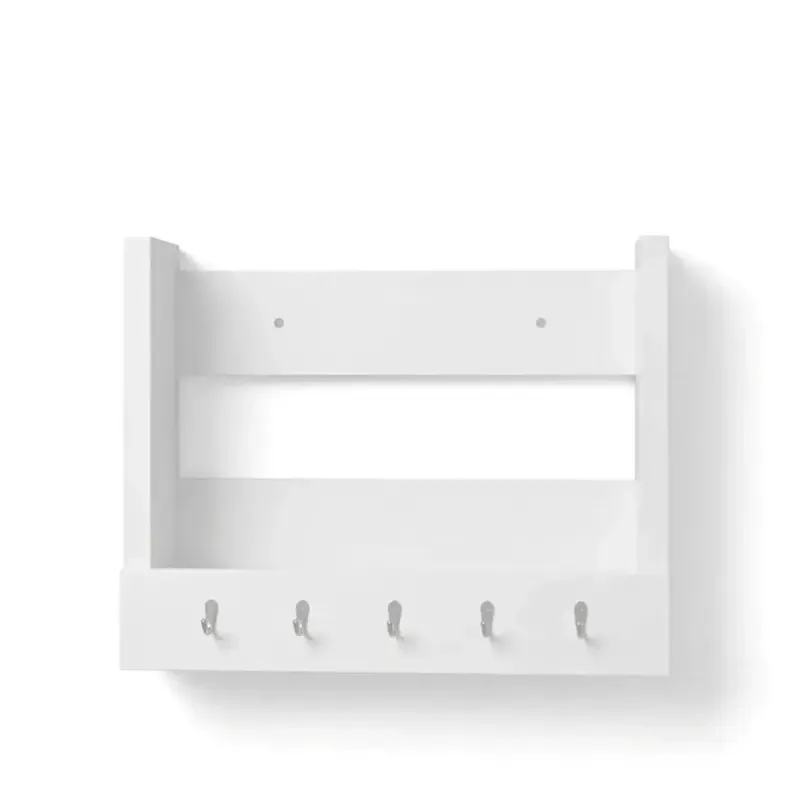 Repisa Flotante Bertolini AM 3117 Organizador con 1 nicho y 5 ganchos para llaves color Blanco