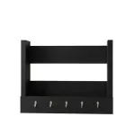 Repisa Flotante Bertolini AM 3117 Organizador con 1 nicho y 5 ganchos para llaves color Negro