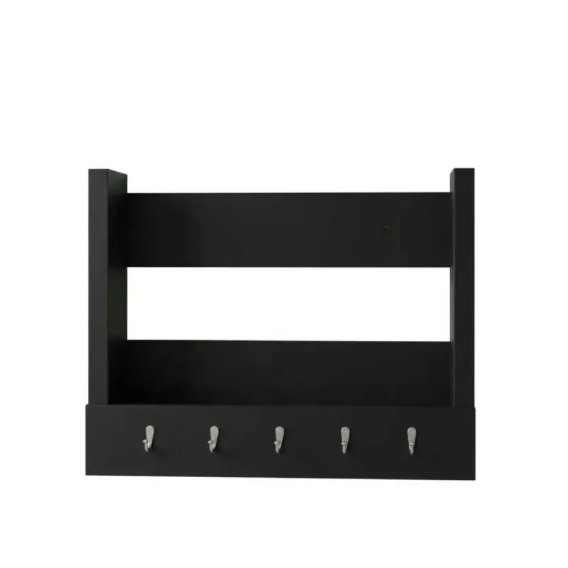 Repisa Flotante Bertolini AM 3117 Organizador con 1 nicho y 5 ganchos para llaves color Negro