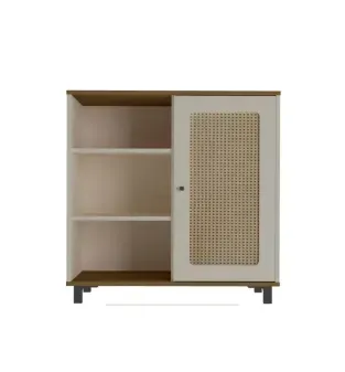 Aparador Credenza Bertolini Charlotte con 1 puerta 3 nichos color Pino Off White