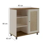 Medidas de Aparador Credenza Bertolini Charlotte Bufetera con 1 puerta 3 nichos color Pino Off White