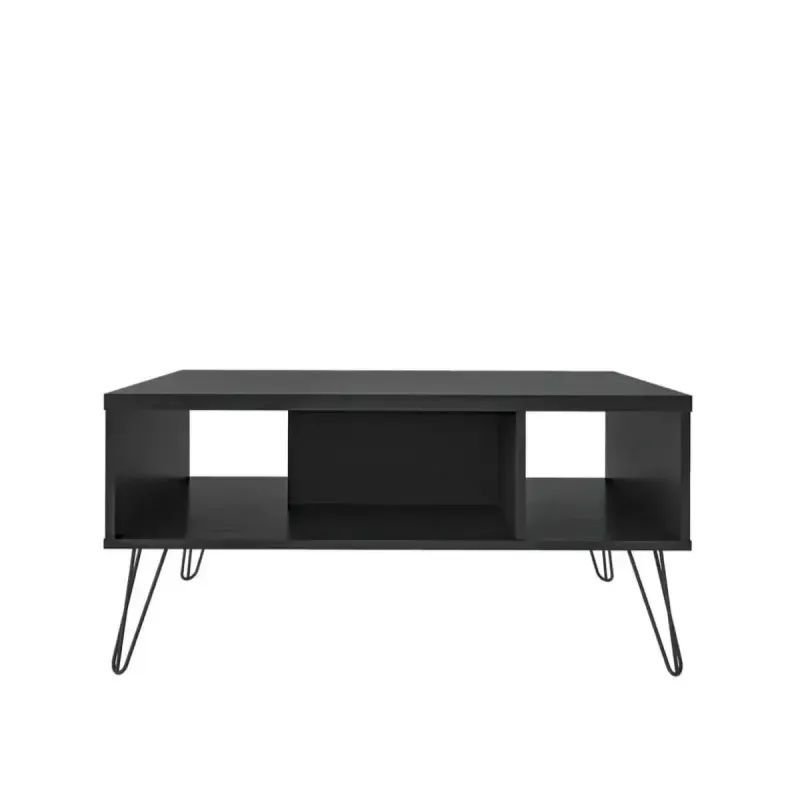 Mesa de Centro Moderna Bertolini Oregón Mesa Auxiliar Para Sala 2 Nichos color Negro