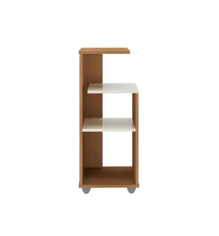 Mesa Lateral Auxiliar Bertolini Bis con 3 Estantes Cerezo Off White