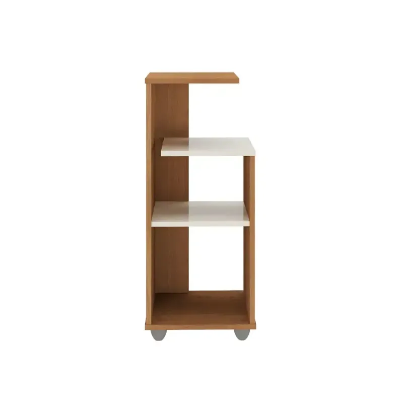 Mesa Lateral Auxiliar Bertolini Bis Mesa Auxiliar para Sala con 3 Estantes color Cerezo Off White