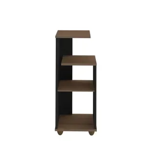 Mesa Lateral Auxiliar Bertolini Bis con 3 Estantes color Imbuia Negro