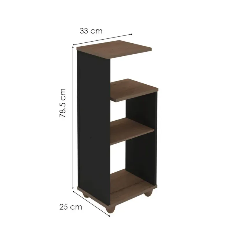 Medidas de una Mesa Lateral Auxiliar Bertolini Bis Mesa Auxiliar para Sala con 3 Estantes color Cerezo Off White