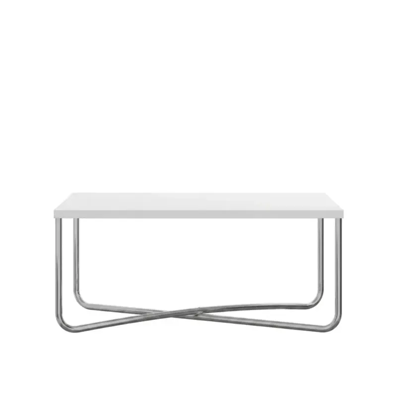 Mesa de Centro Moderna Bertolini 1271 Mesa Auxiliar para Sala color Blanco Cromado