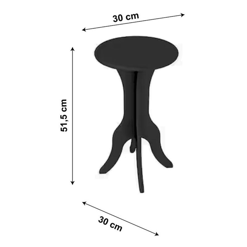Medidas de una Mesa Lateral De Noche Auxiliar Bertolini Kin color Negro
