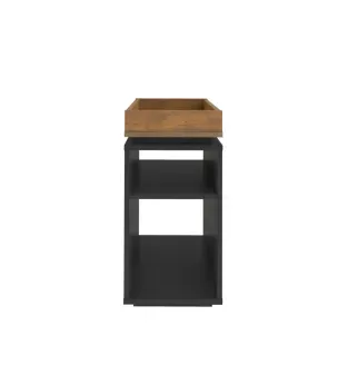 Mesa Lateral Auxiliar Bertolini Olivia con 3 Estantes color Negro Pino