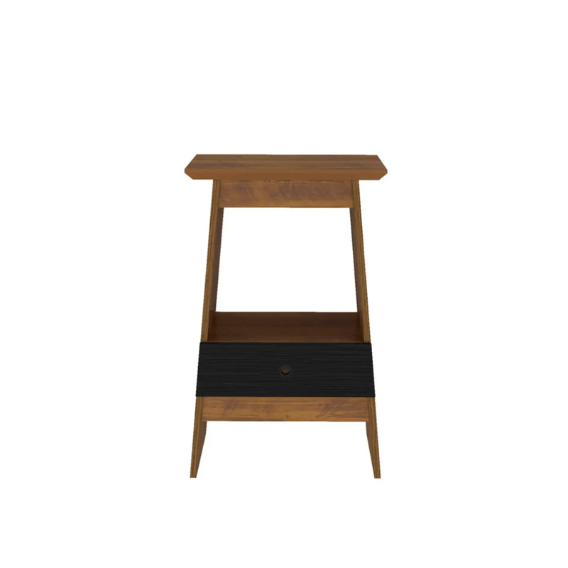 Mesa Lateral Auxiliar Bertolini Eden Mesita de noche con 1 Cajón color Pino Negro