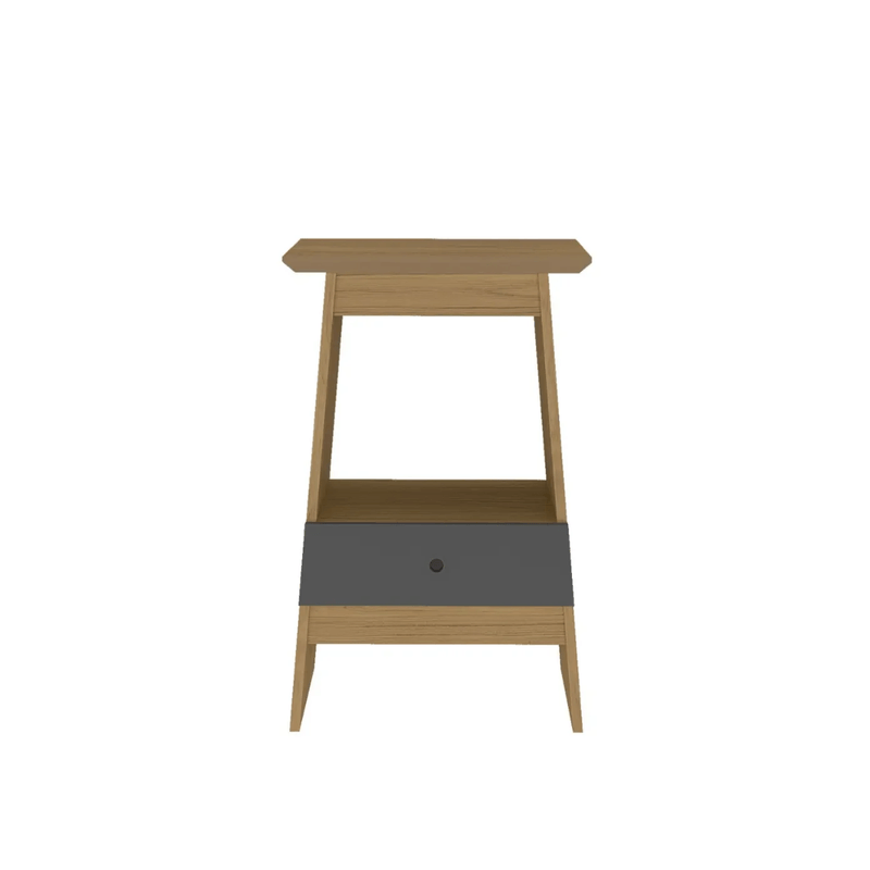 Mesa Lateral Auxiliar Bertolini Eden Mesita de noche con 1 Cajón color Roble Grafito