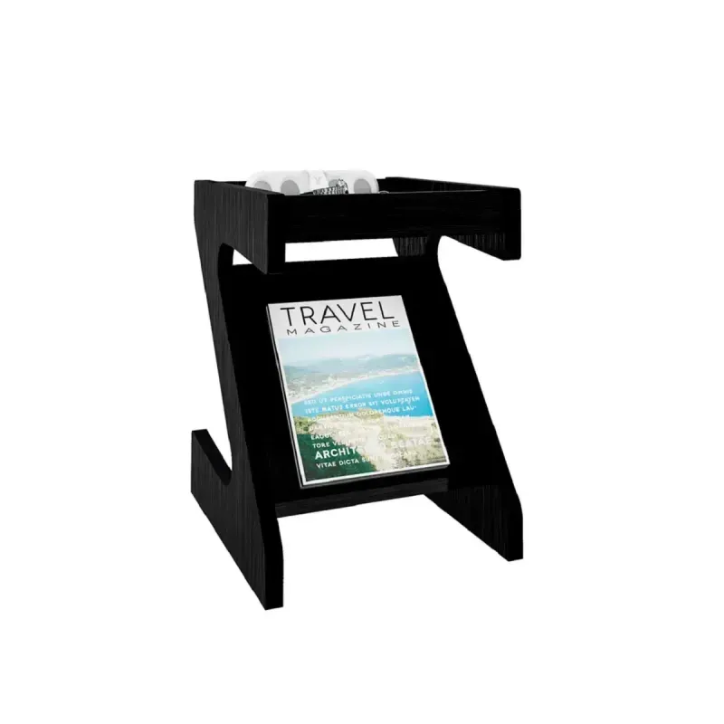 Mesa Lateral Auxiliar Bertolini Zeus Mesita de Noche con Revistero color Negro