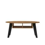 Mesa de Centro Auxiliar Moderna Bertolini Diva con 2 Nichos color Pino Negro