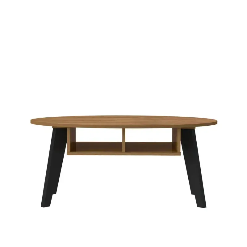 Mesa de Centro Auxiliar Moderna Bertolini Diva con 2 Nichos color Pino Negro