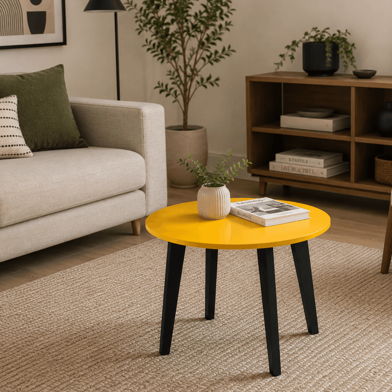 Mesa de Centro Moderna Bertolini RT 3082 Para Sala color Amarillo