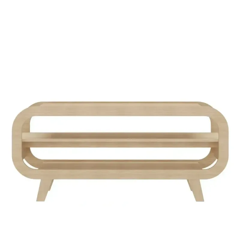 Mueble Mesa para TV Moderna Bertolini Théo Hasta 55 Pulgasdas para Sala con 2 Estantes Color Natural