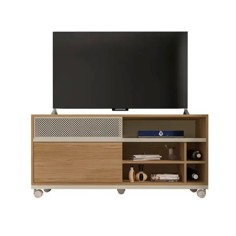 Mueble Mesa para TV Bertolini Slide hasta 50 Pulgadas color Buriti Off White