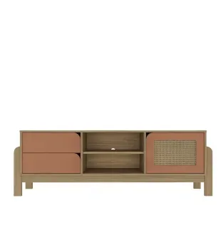 Mueble Mesa para TV Bertolini Nature Hasta 75" 2 Cajones 1 Puerta color Roble Terracota