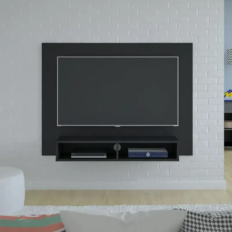Mueble para TV Flotante Bertolini Flash hasta 42 Pulgadas para Sala con 2 Nichos color Negro