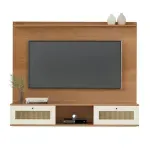 Panel Mueble Flotante para TV Bertolini Trama hasta 65 Pulgadas con 2 cajones color Cinamomo Off White