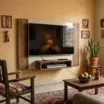 Mueble Flotante para TV Hasta 50 Pulgadas Bertolini Cine Un Estante color Pino Off White