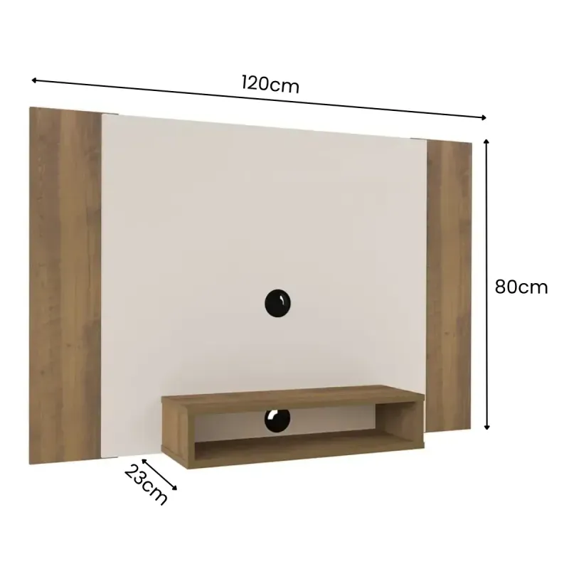 Medidas de un Mueble Panel Flotante para TV Hasta 50 Pulgadas Bertolini Cine Un Estante color Pino Off White