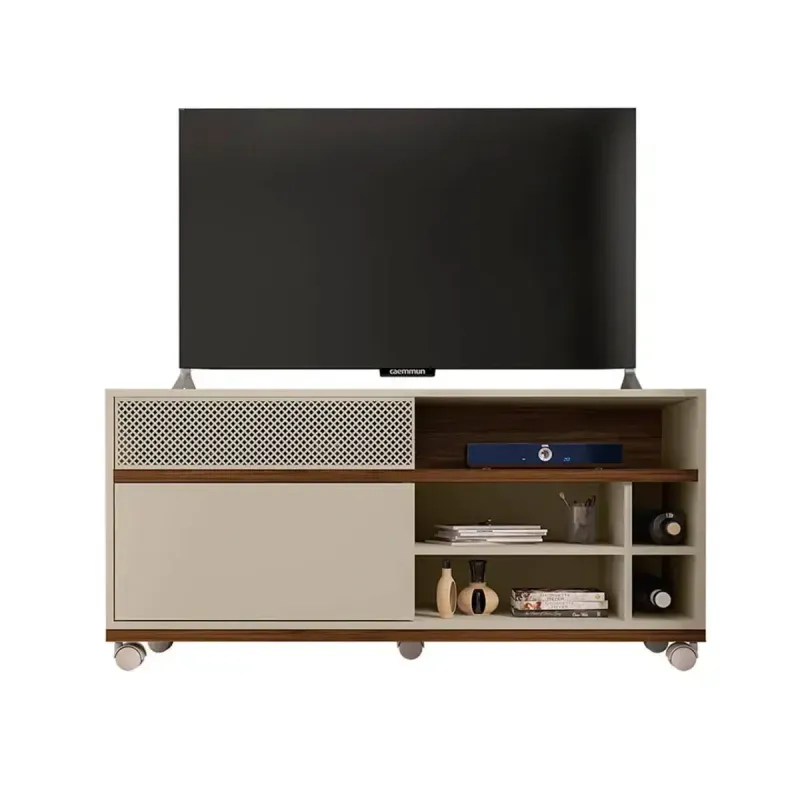 Mueble Mesa para TV Bertolini Slide hasta 50 Pulgadas color Off White Havana