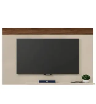 Panel para TV Bertolini Malla | Hasta 85" 1 estante color Off White y Havana