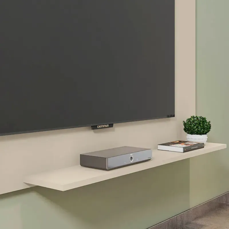 Detalle Panel Mueble para TV Bertolini Malla | Hasta 85 Pulgadas 1 estante color Off White y Havana